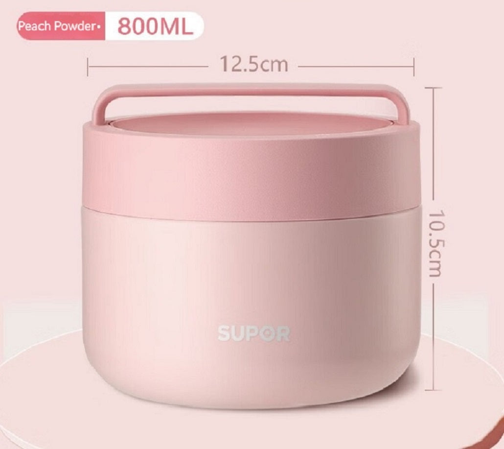 SUPOR Pink Stainless Steel Insulated Bento Box