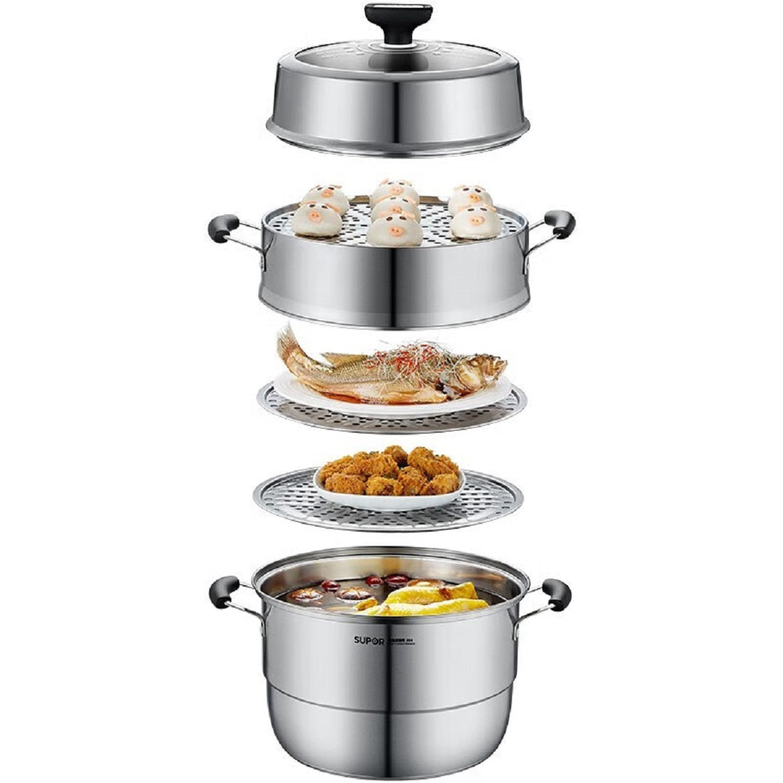 SUPOR  Non-Stirring 3-Layer Stainless Steel Multi-Bottom Steamer