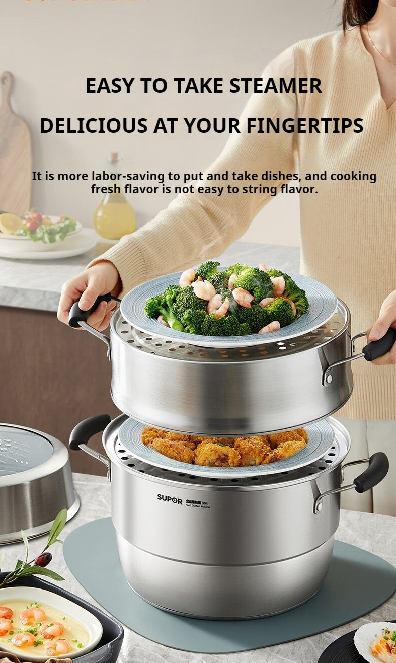 SUPOR  Non-Stirring 3-Layer Stainless Steel Multi-Bottom Steamer